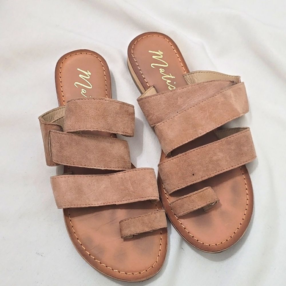 Matisse Good Time Suede Flat Sandal Natural 7.5